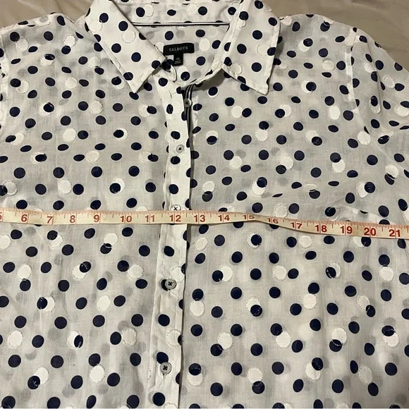 Talbots Polka Dot button down Shirt - Picture 6 of 8